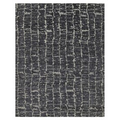 8'x10'1" Charcoal Black Nepali Weave Modern Pure Wool Hand Knotted Oriental Rug