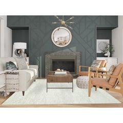 8'x10'1" Classic Gray Hand Knotted Modern Grass Design Wool Plain Oriental Rug