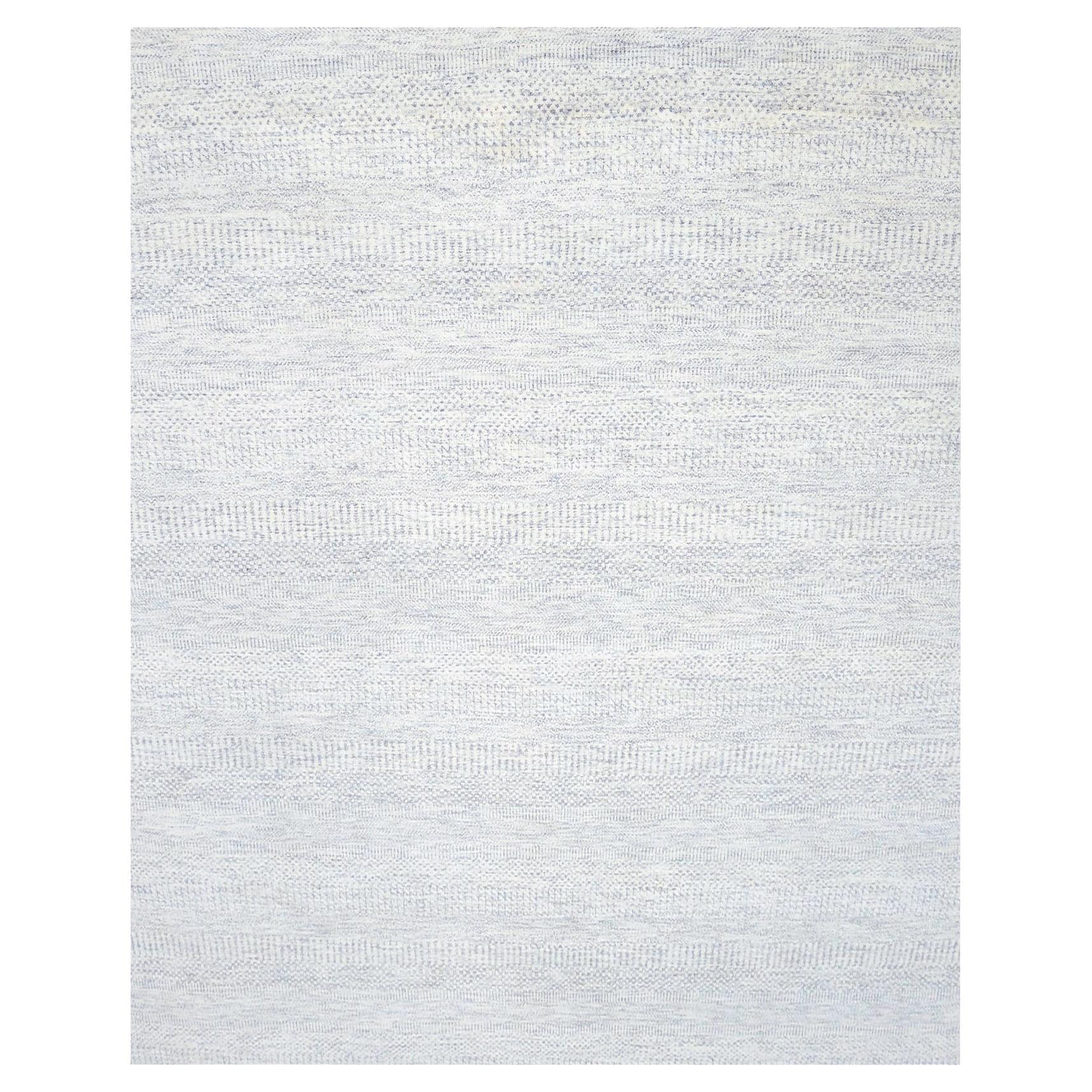 8'x10'1" Classic Gray Hand Knotted Modern Grass Design Wool Plain Oriental Rug