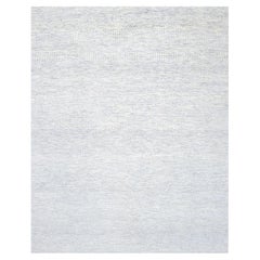 8'x10'1" Classic Gray Hand Knotted Modern Grass Design Wool Plain Tapis d'Orient