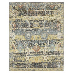 8'x10'1" Coffee Brown Erased Persian Inspired Hand Knotted Pure Wool Abrash Rug