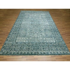 8'x10'1" Denim Blue 14th Century Influence Mamluk Design Hand Knotted Wool Rug