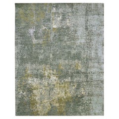 8'x10'1" Green Abstract with Galaxy Design Persian Knot Hand Knotted Wool Rug