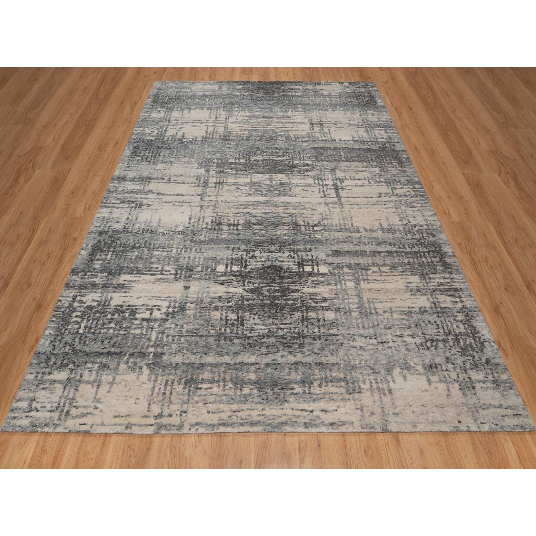 Blanco invierno, anudada a mano, diseño moderno abstracto, 100% lana natural sin teñir, alfombra oriental
Materiales primarios: Lana
Látex: Sin pelo 
altura: 0,25 Pulgadas
Estilo: Contemporáneo
Color principal: Marfil
Colores secundarios: Gris,