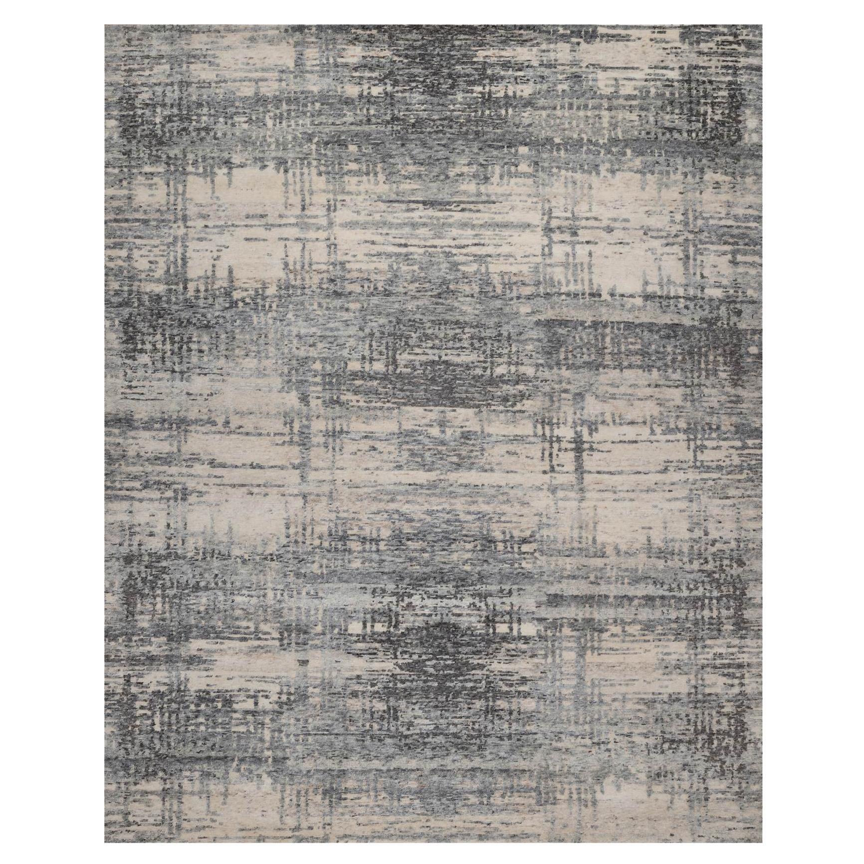 8
x10
1" Ivory Hand Knotsted Abstract Modern Design Natural Undyed Wool Rug (tapis de laine non teintée)