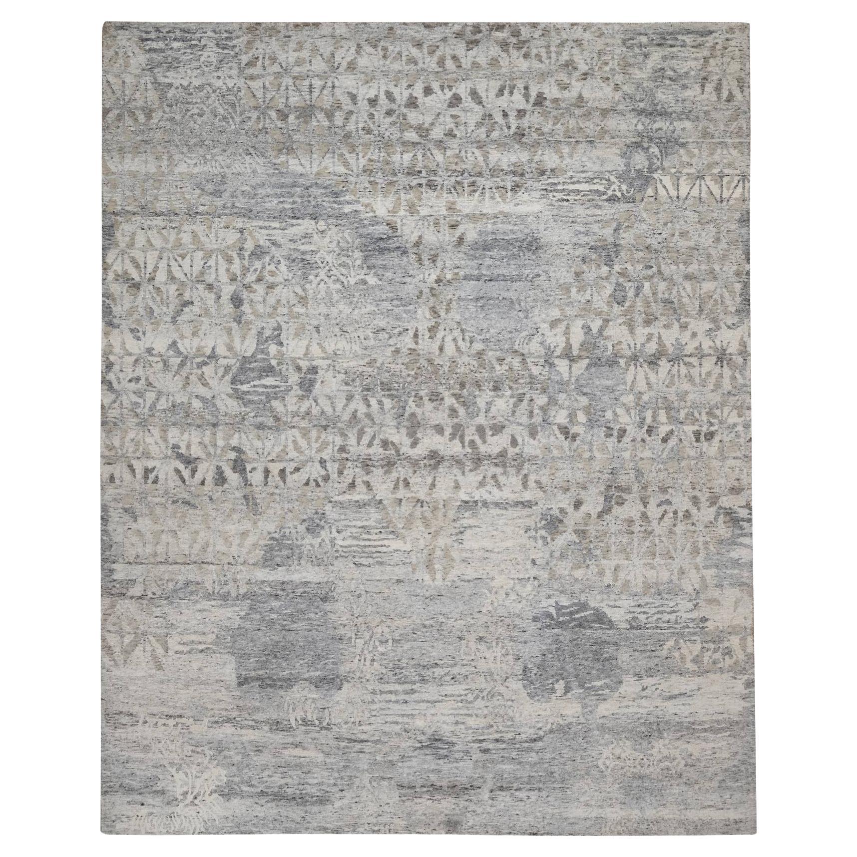 8
x10
1" Ivory Nepali Weave with Modern Design Natural Wool Hand Knotsted Rug (Tapis en laine nouée à la main) en vente