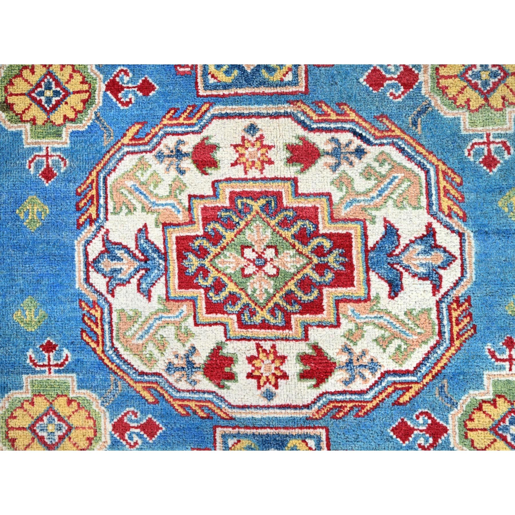 Laine Tapis oriental noué à la main Navagio Bay Blue Wool Kazak 8'x10'1