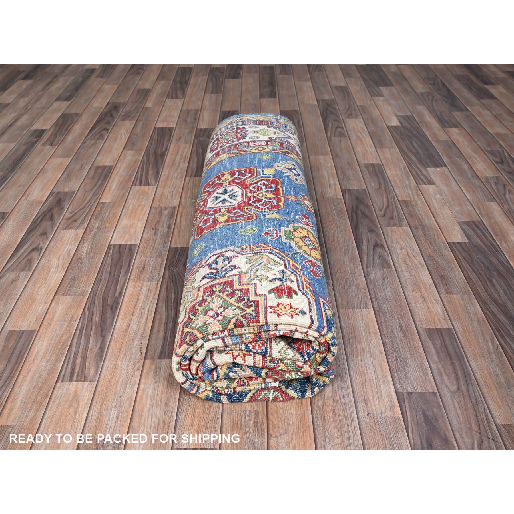 Tapis oriental noué à la main Navagio Bay Blue Wool Kazak 8'x10'1