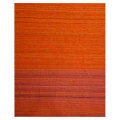 8'x10'1" Orange Plain Solid Design Kilim Wolle und Sari Seide Hand geknüpft Teppich