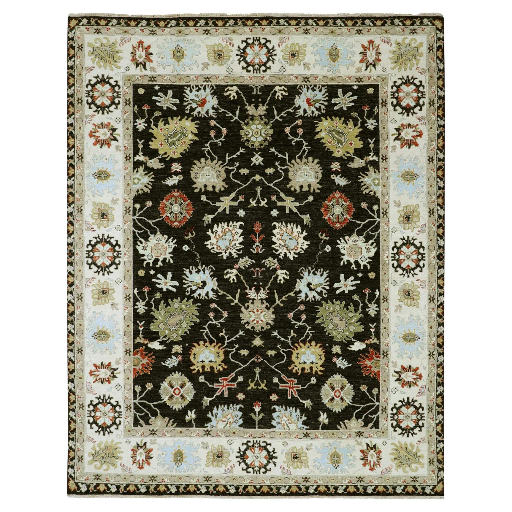 8
x10
1" Raven Black, Agra con Ziegler Design, Tappeto annodato a mano, pura lana in vendita