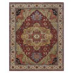 8'x10'1" Red Antiqued Fine Heriz Re-Creation Wool Hand Knotted Oriental Rug