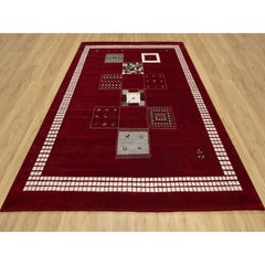 8'x10'1" Red, Modern, Thick and Plush, Hand Knotted, Lori Buft Gabbeh Wool Rug