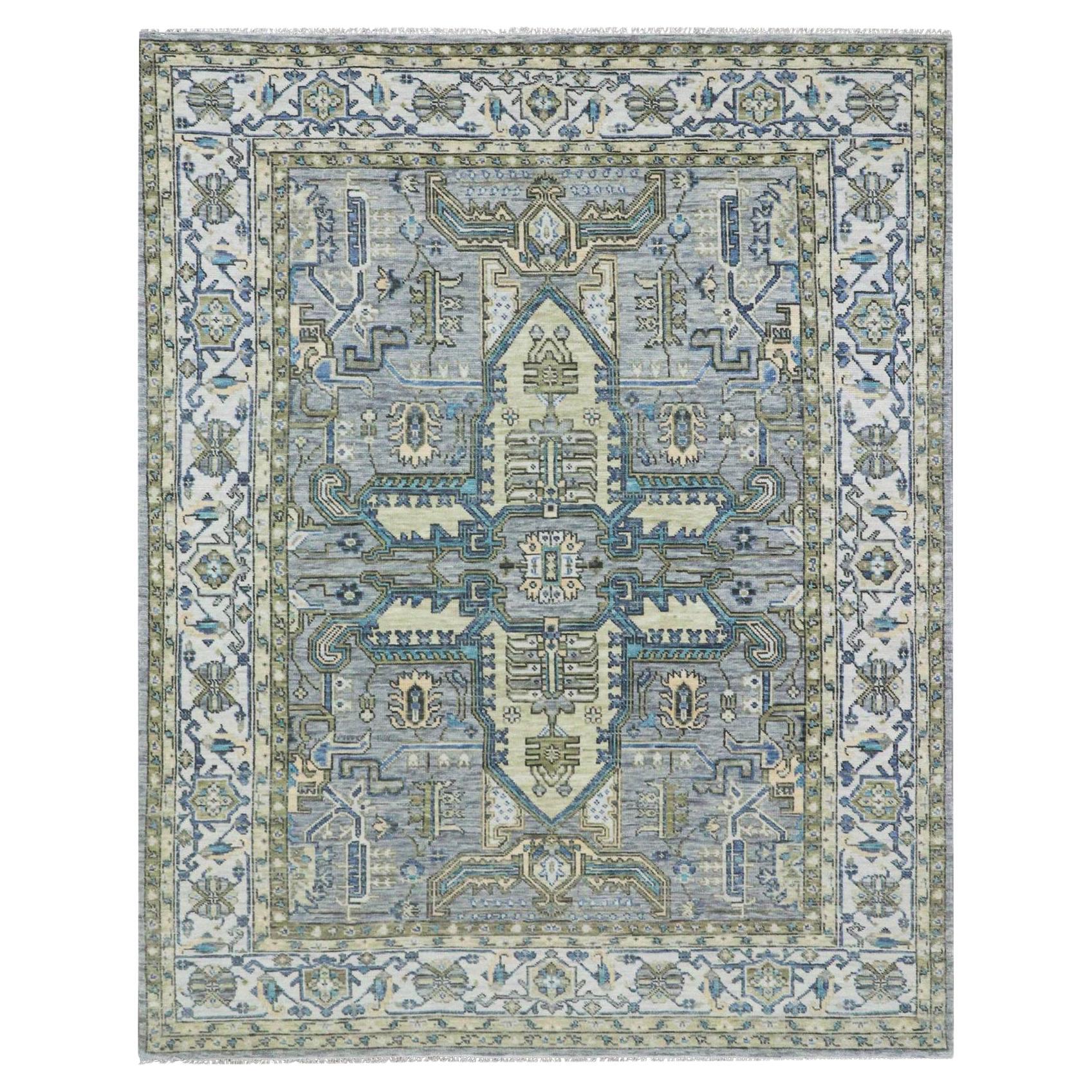 8
x10
1" Storm Gray, velours luxuriant, noué à la main, tissage Oushak, tapis 100% laine