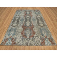 8'x10'2" Agate Gray, Wool and Silk, Jewelry Design, Hand Knotted, Oriental Rug