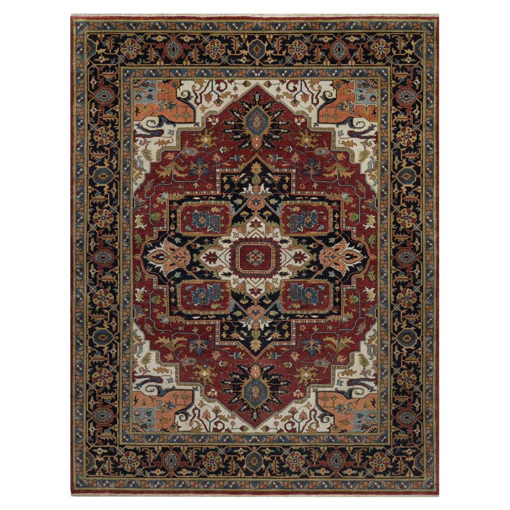 8
x10
2" Auburn Red Antiqued Fine Heriz Revival Wool Hand Knotted Oriental Rug
