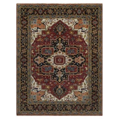 8
x10
2" Auburn Red Antiqued Fine Heriz Revival Wool Hand Knotted Oriental Rug