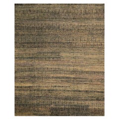 8'x10'2" Beaver Brown Obscured Pattern Grass Design Sari Silk Hand Knots Rugs