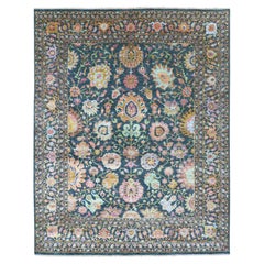 8'x10'2" Blue Colorful All Over Tabriz Design Wool & Silk Hand Knotted Rug