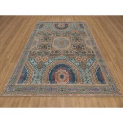 8'x10'2" Brown Wool and Silk Mamluk Design with Star Medallion Hand Knotted Rug
