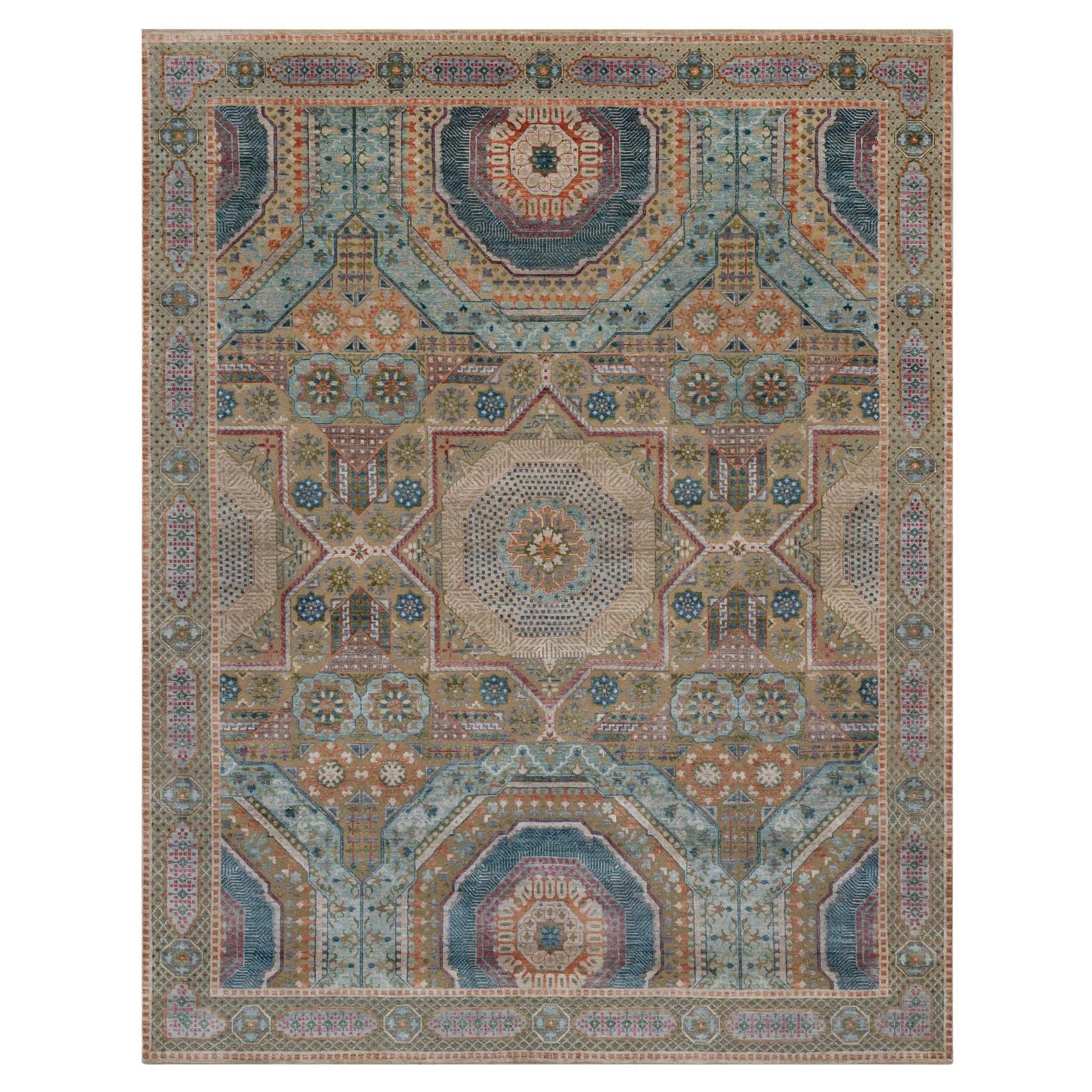 8
x10
2" Braun Wolle und Seide Mamluke Design mit Stern Medaillon Hand geknüpft Teppich