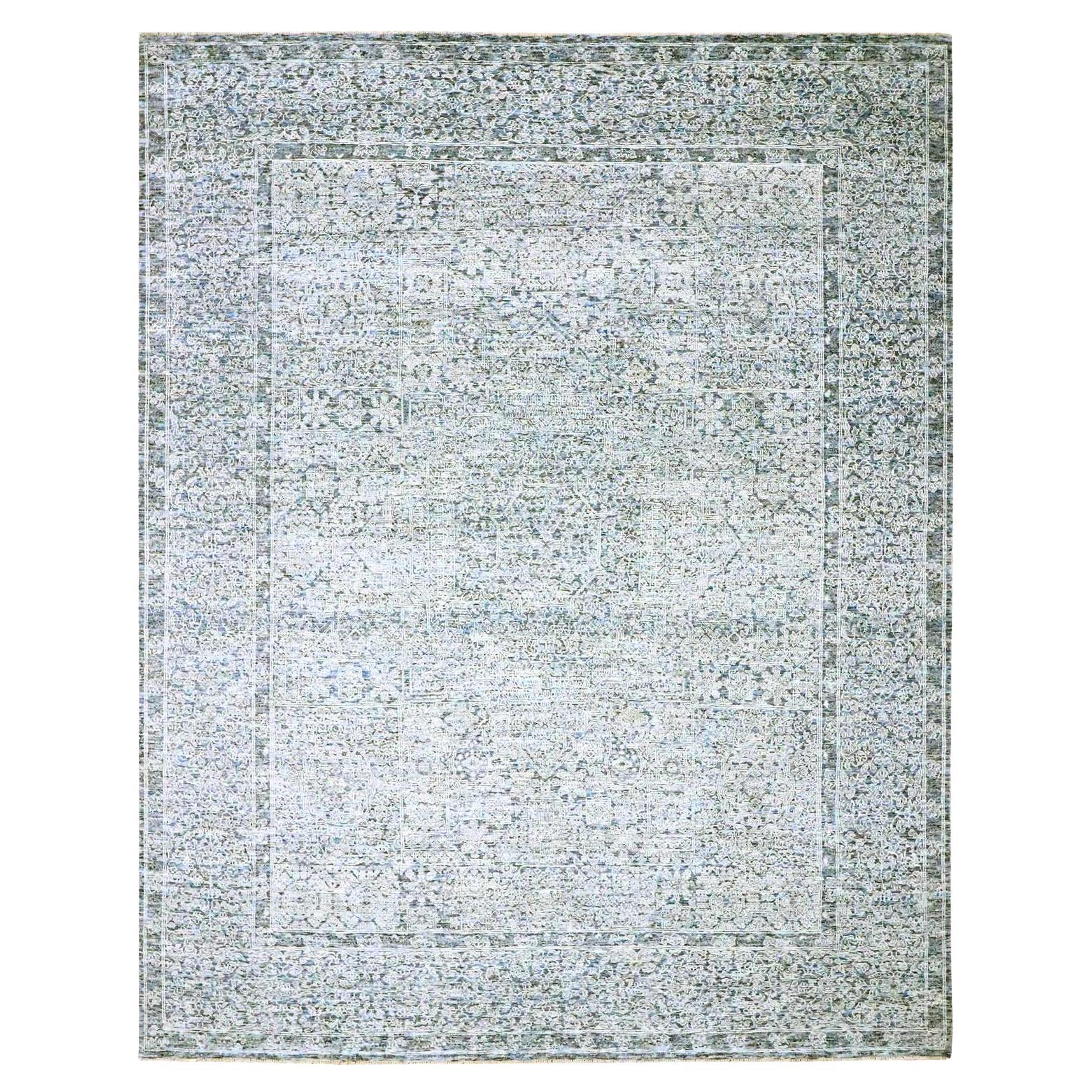 8'x10'2" Grigio 14° secolo Influenza Mamluke Design annodato a mano Tappeto in pura lana