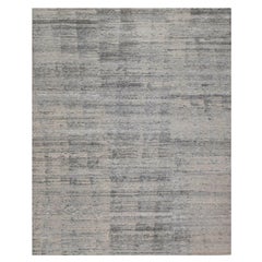 8'x10'2" Gray-Ivory Modern Design Hand Knotsted Undyed Natural Wool Tapis d'Orient