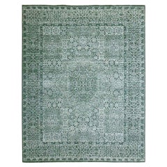 8'x10'2" Vert 14ème siècle Influence Mamluk Design Hand Knotsted Pure Wool Rugs