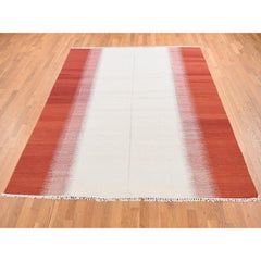 8'x10'2" Ivory, 100% Wool, Flat Weave Durie Kilim, Hand Woven, Reversible Rug