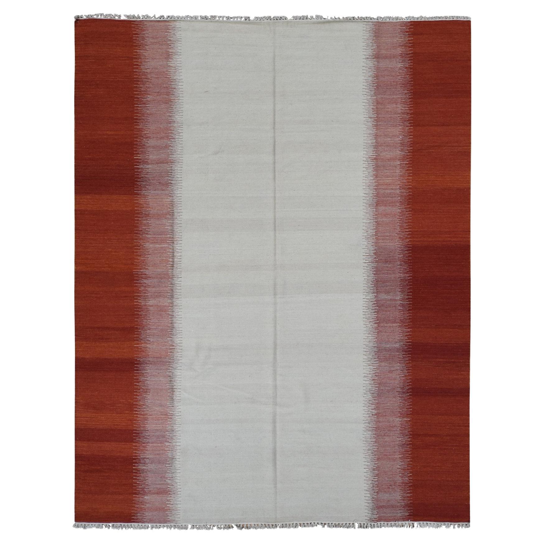 8'x10'2" Ivoire, 100% laine, Rug & Kilim tissé à la main, réversible