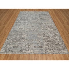 8'x10'2" Ivory Contemporary Pattern Hand Knotted Natural Undyed Wool Rug
