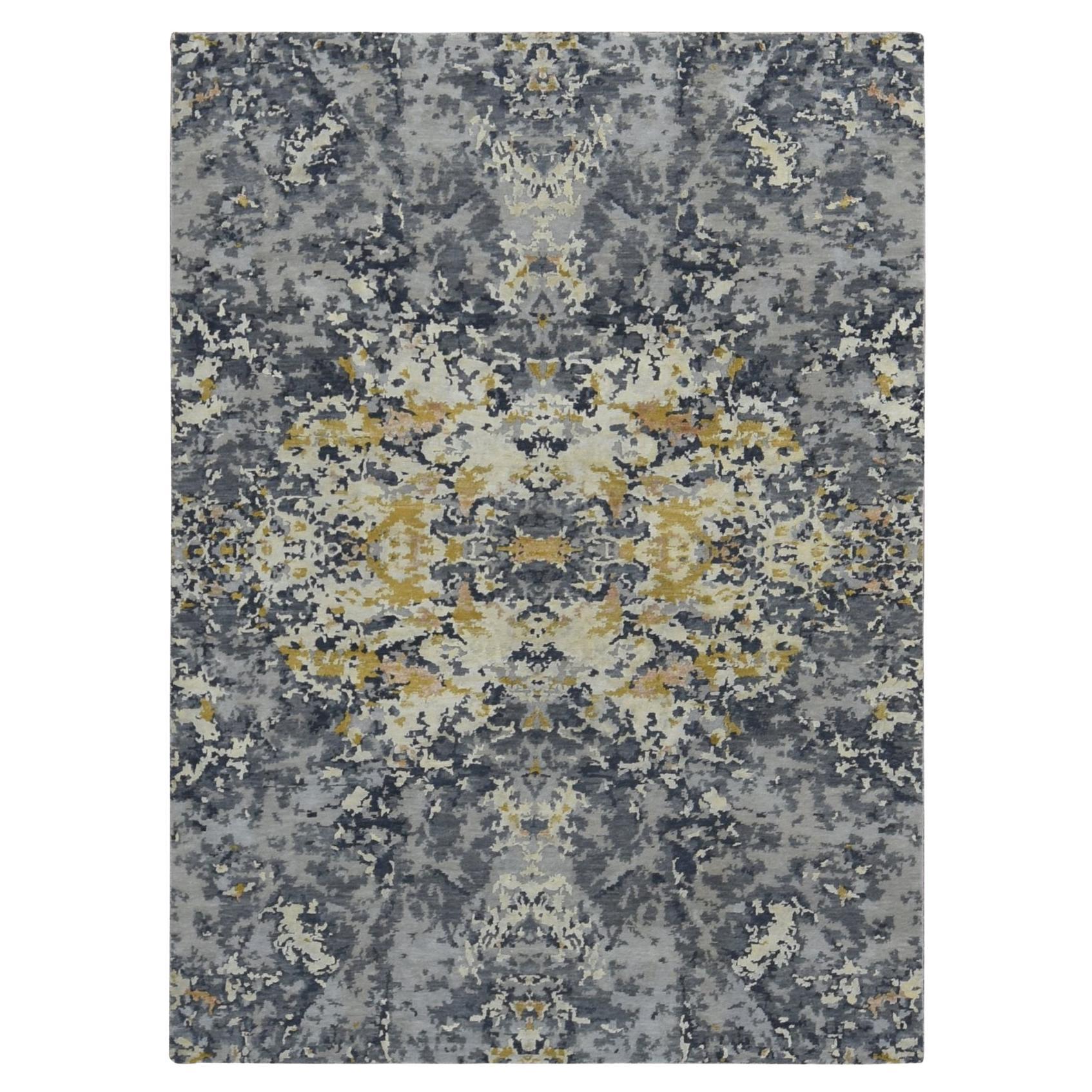 8
x10
2" Bleu millénaire, Design/One, Laine et Soie, Noué à la main, Tapis