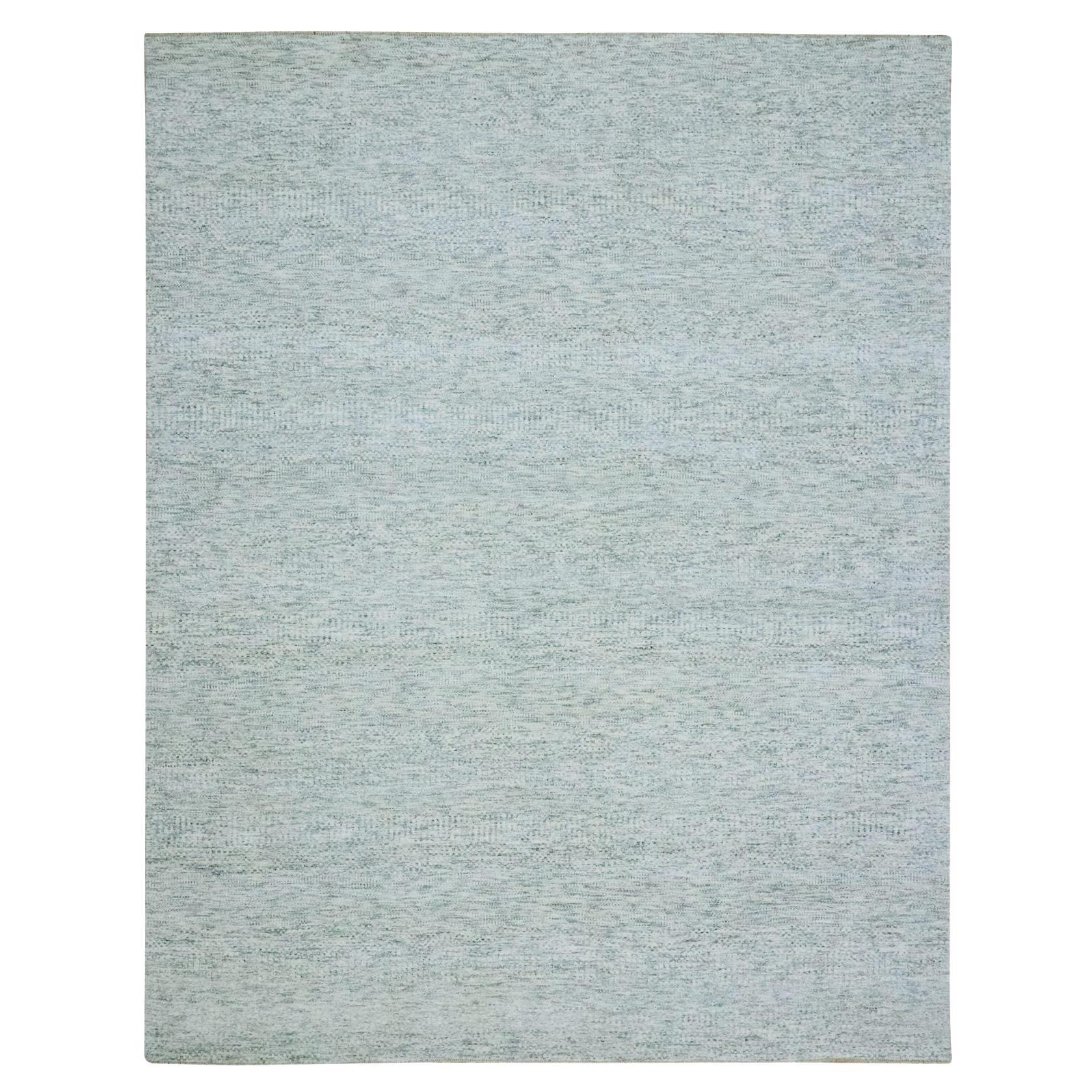 8'x10'2" Mirage Gray Pure Wool Modern Grass Design Hand Knotted Oriental Rug