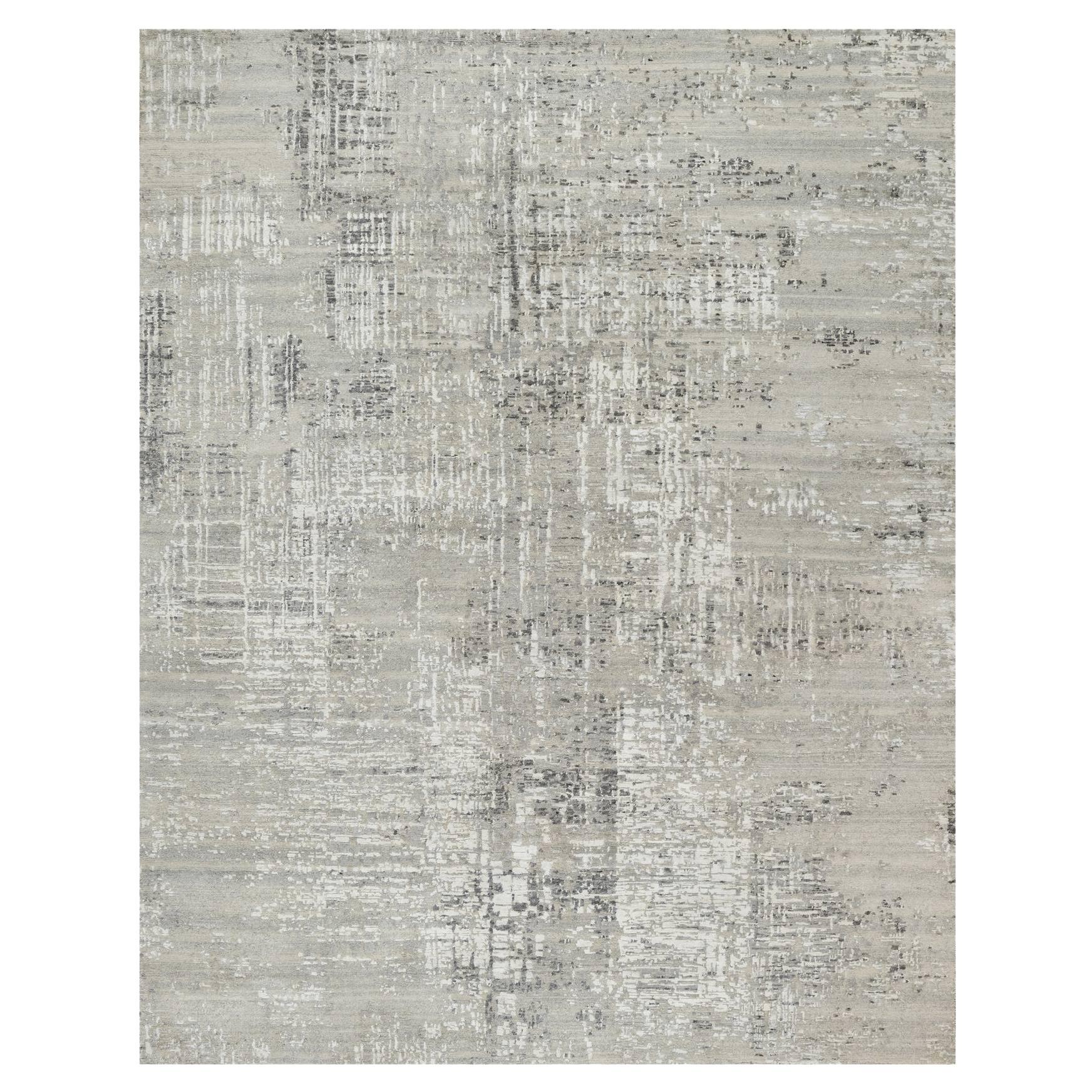 8'x10'2" Pastel Gray Hand Knotted Modern Hand Spun Natural Wool Oriental Rug