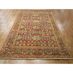 8'x10'2" Red Original Mughal Design Agra 100% Wool Hand Knotted Oriental Rug