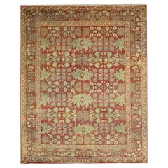 8'x10'2" Red Original Mughal Design Agra 100% Wool Hand Knotted Oriental Rug