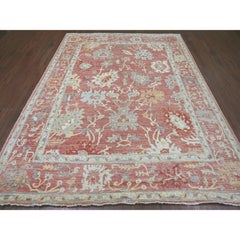 Tappeto orientale Rouge Pink Afghan Angora Oushak Annodato a mano in lana