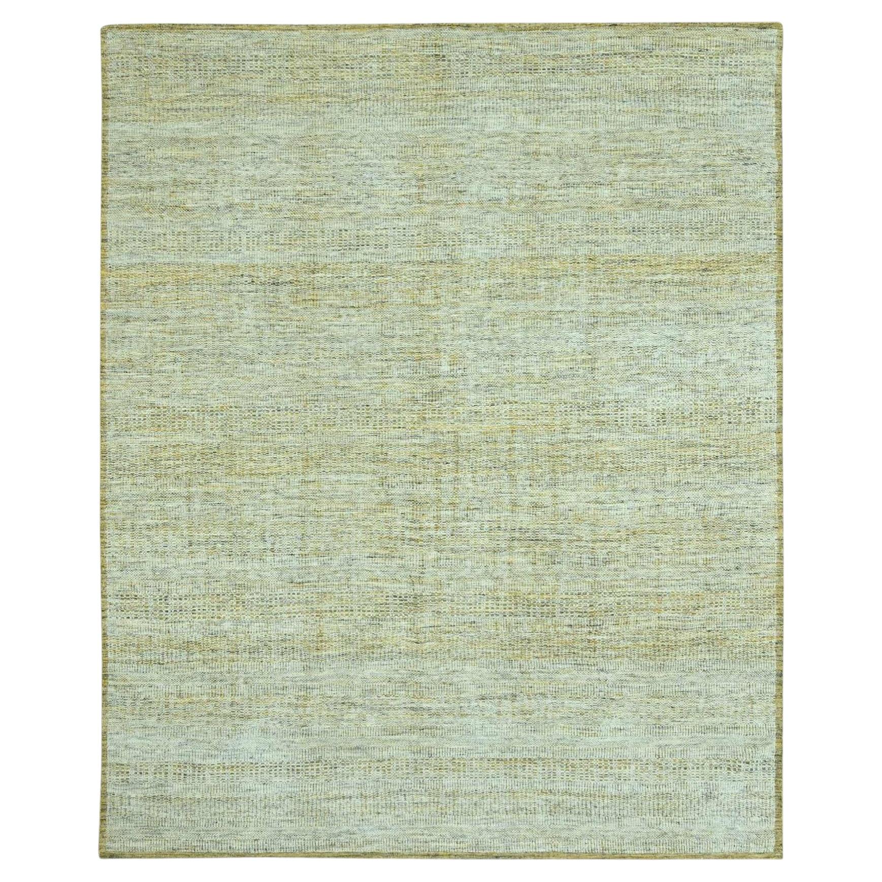 8'x10'2" Yellow 100% Wool Oxidized and Distressed Grass Design Hand Knotted Rug