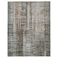 8'x10'3" Black with Beige Abstract Design Persian Knot Hand Knotted Wool Rug