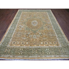 8'x10'3" Brown 14th Century Mamluk Dynasty Pattern Hand Knotted Pure Wool Rug