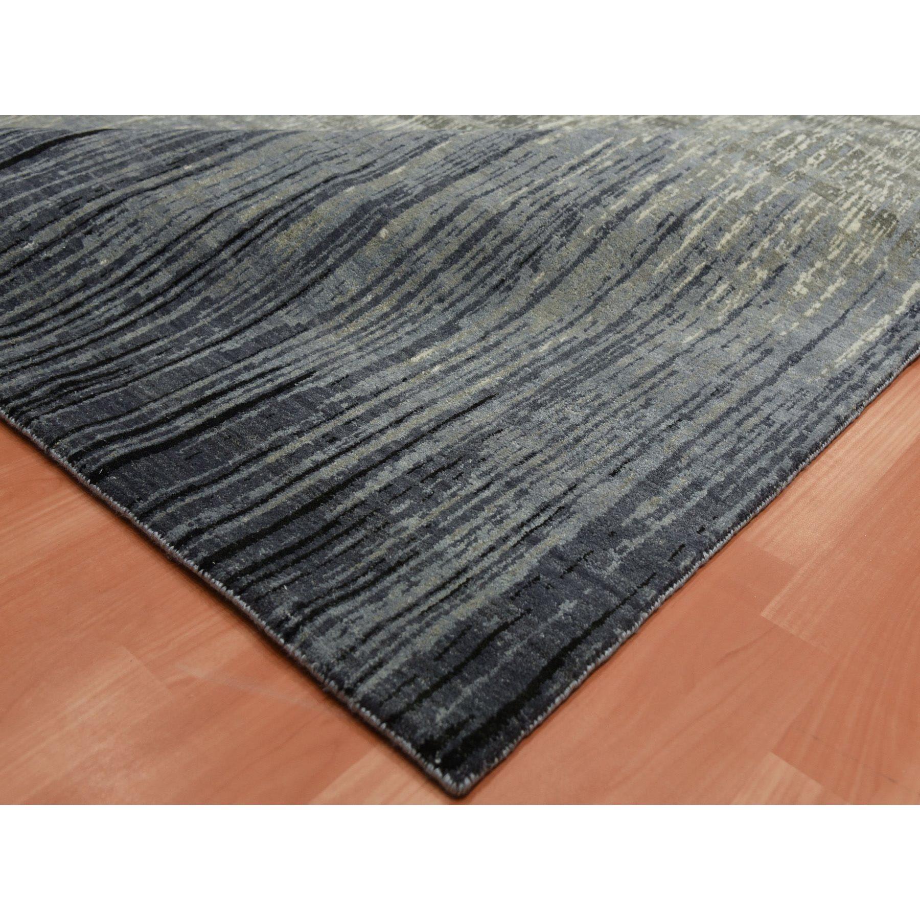 XXI secolo e contemporaneo Tappeto orientale in lana annodata a mano con design Ombre moderno grigio e nero 8'x10'3 in vendita