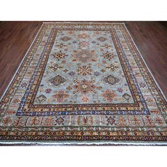 8'x10'3" Gray Super Kazak with Medallions Design Hand Knotted Wool Oriental Rug