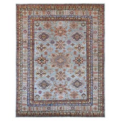 8'x10'3" Gray Super Kazak with Medallions Design Hand Knotted Wool Oriental Rug