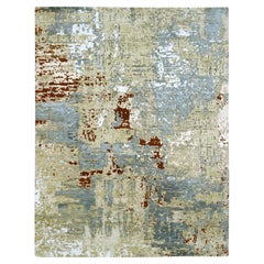 8'x10'3" Grüner persischer, abstrakter, handgeknüpfter Teppich aus Wolle mit Galaxy-Design
