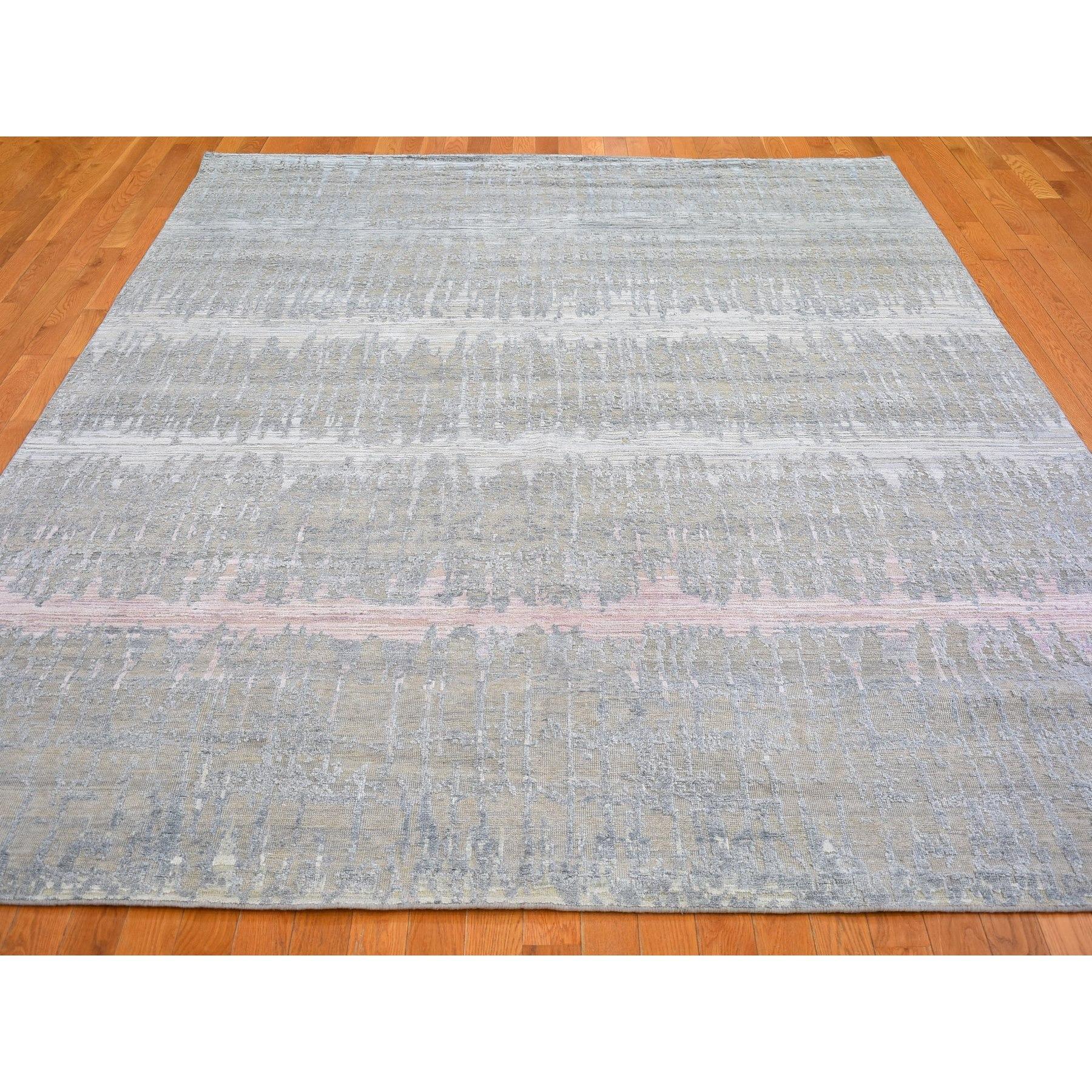 Moderne Tapis noué à la main en laine et soie texturée 8'x10'3