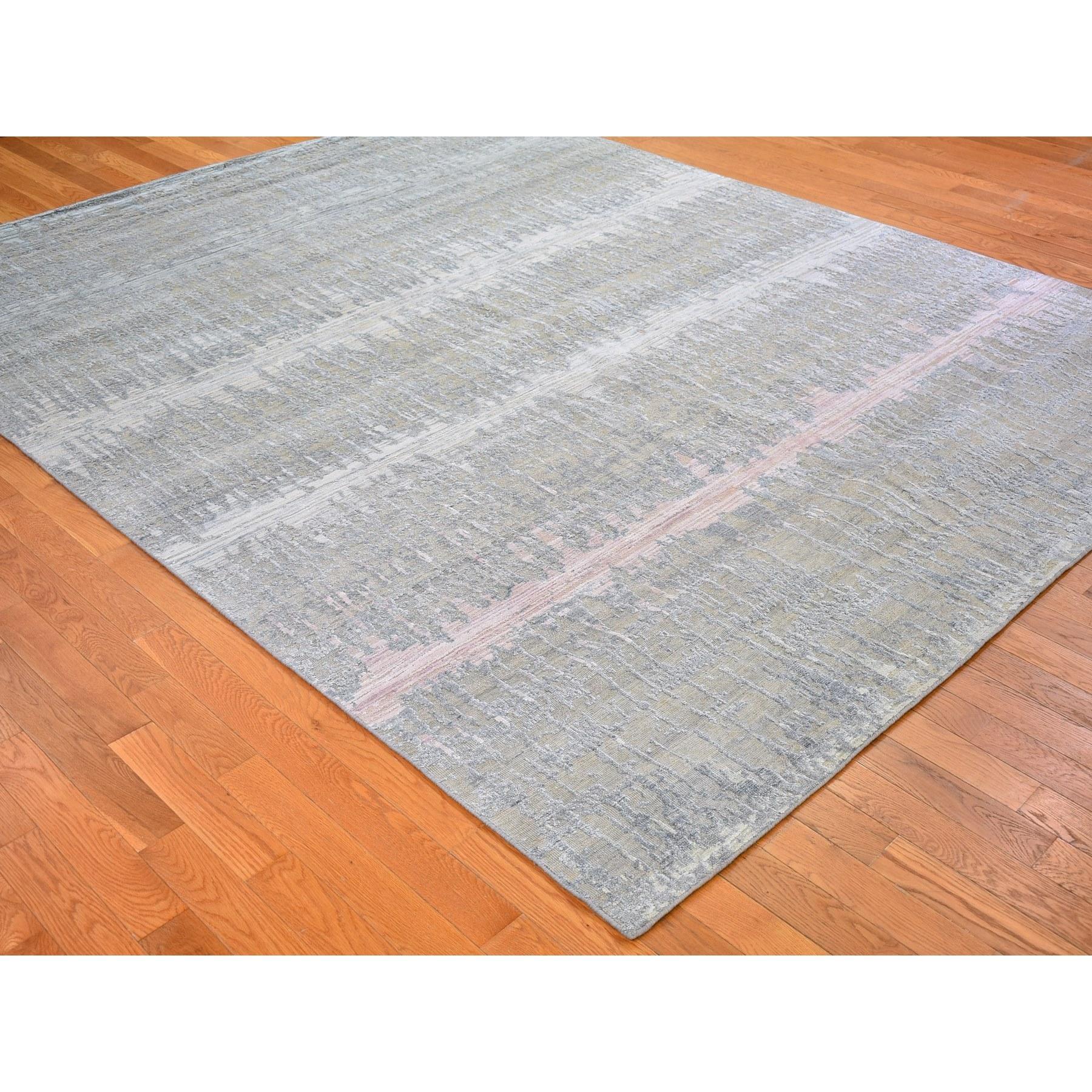 Indien Tapis noué à la main en laine et soie texturée 8'x10'3
