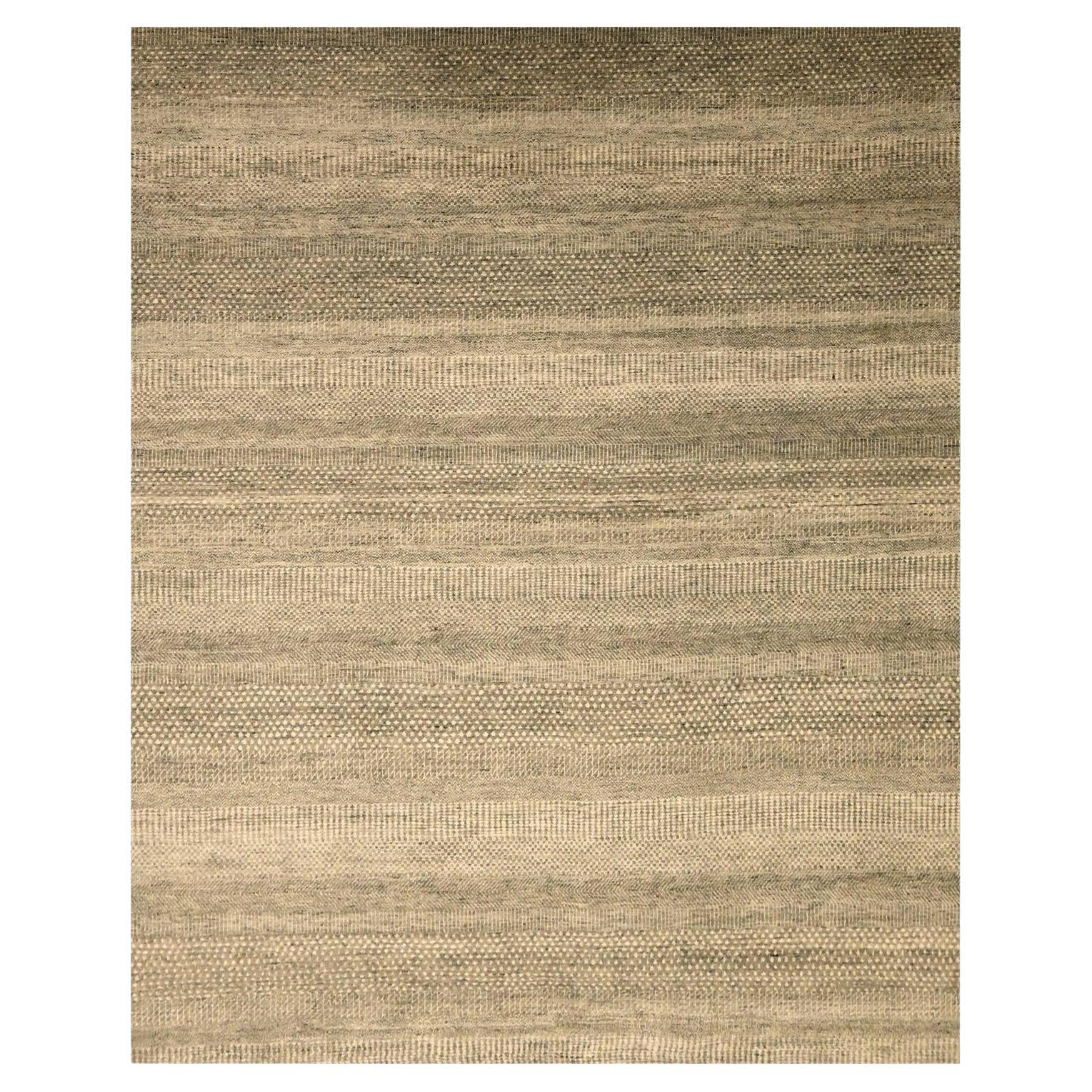 8
x10
3" Stone Gray Modern Grass Design Undyed Natural Wool Hand Knotted Rug