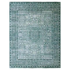 8'x10'3" Teal 14° secolo Influenza Mamluke Design Tappeto annodato a mano in pura lana