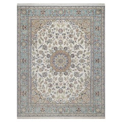 8
x10
4" Ivory 250 KPSI Nain Wool 
Silk Soft Pile Hand Knotted Oriental Rug