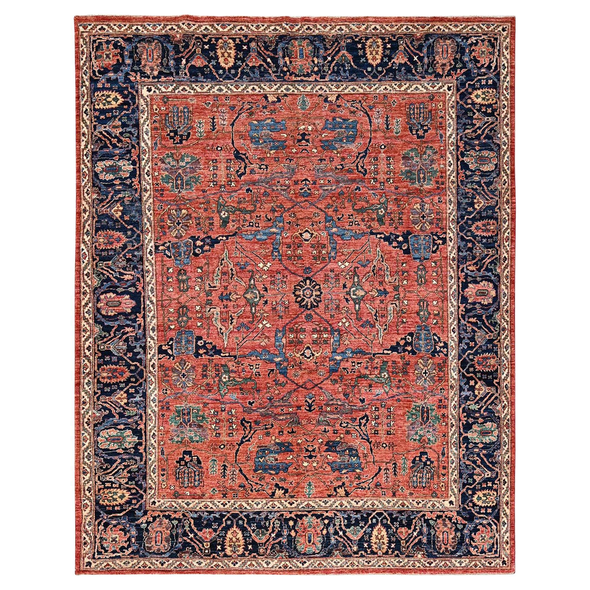8
x10
4" Red Aryana Grade Bijar Garus Design Hand Knotted All Wool Oriental Rug For Sale