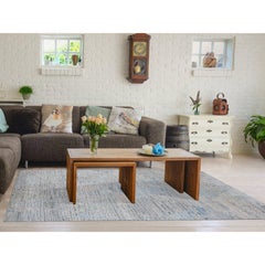 8'x10'6" Ivory Pure Silk Collection Hand Knotted Modern Design Oriental Rug